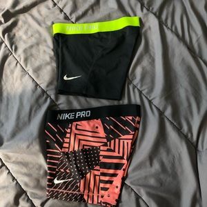 Bundle of 2 Nike pro compression shorts